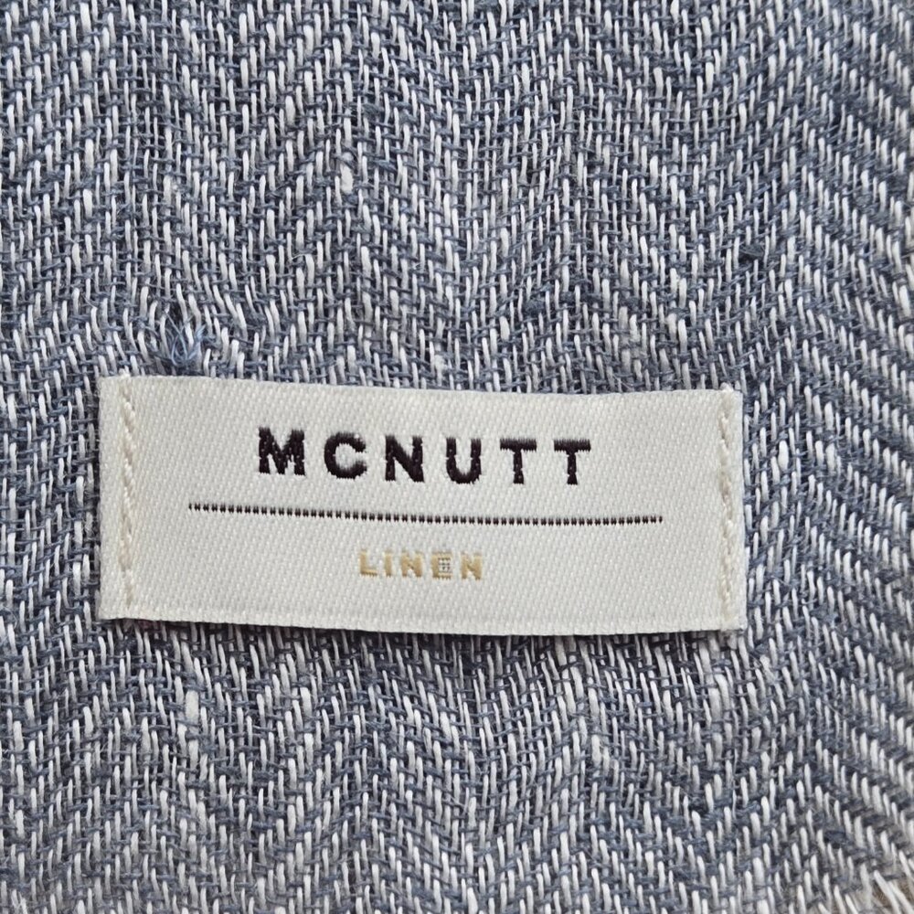 NWOT McNutt Linen Herringbone Scarf Grey Blue - Picture 2 of 10